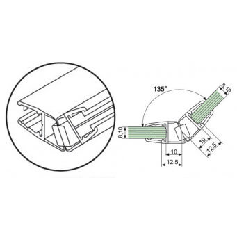 Уплотнитель магнит 135* для душевых перегородок для Стекла 8-10мм. Цена розница 4200 тг/хл. ОПТ 3000тг/хл