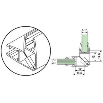 Уплотнитель магнит 90* для душевых перегородок  для Стекла 8-10мм. Цена розница 4200 тг/хл. ОПТ 3000тг/хл